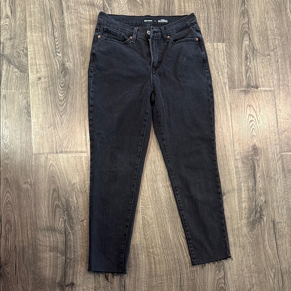 Women's Old Navy High Rise O.G Straight Black Jeans (Size 8)